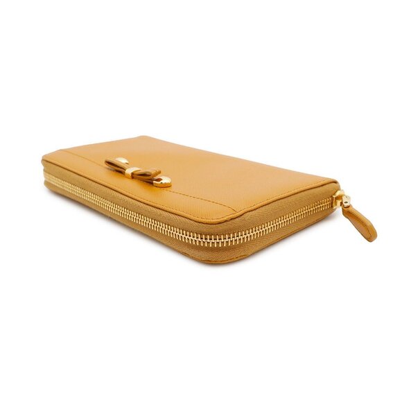 PRADA Orange Leather Saffiano Wallet - Picture 2 of 15